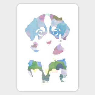 Cute puppy with abstract blue waves 1 Sticker